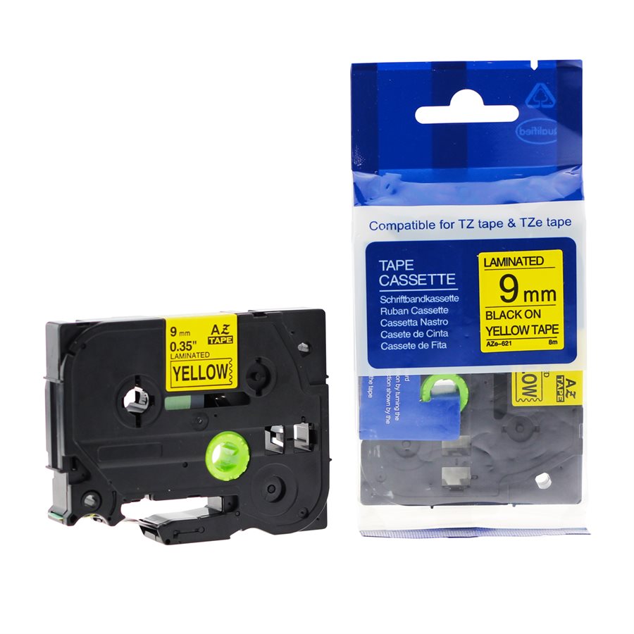 Brother TZ-621 Black/Yellow 9mm Label Tape Cassette