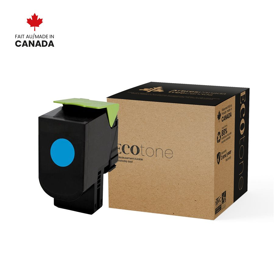 Eco Tone Remanufactured Lexmark 70C10C0 Cyan 1K Toner Cartridge
