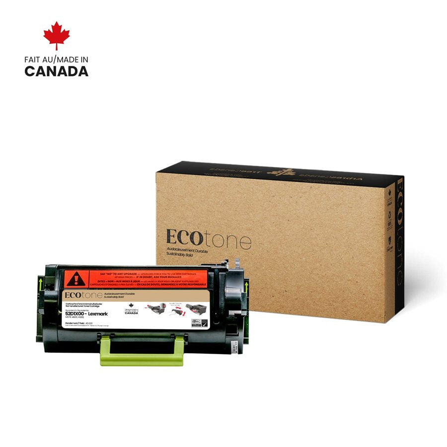 Eco Tone Remanufactured Lexmark 52D1X00 45K Toner Cartridge