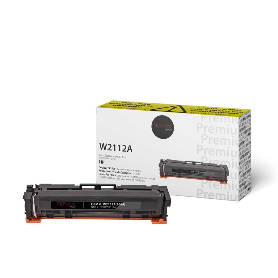 Premium Tone New Compatible HP 206A W2112A YRTS Yellow 1250 page Toner Cartridge