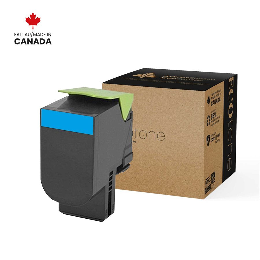 Eco Tone Remanufactured Lexmark 70C1HC0 Cyan 3K Toner Cartridge