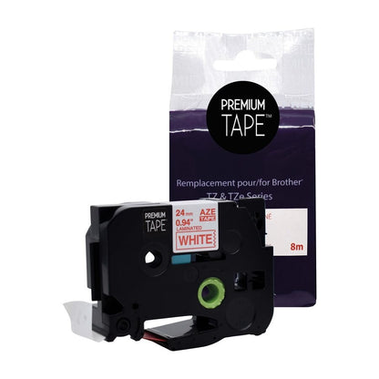 Brother TZe252 Red/White 24mm Label Tape Cassette