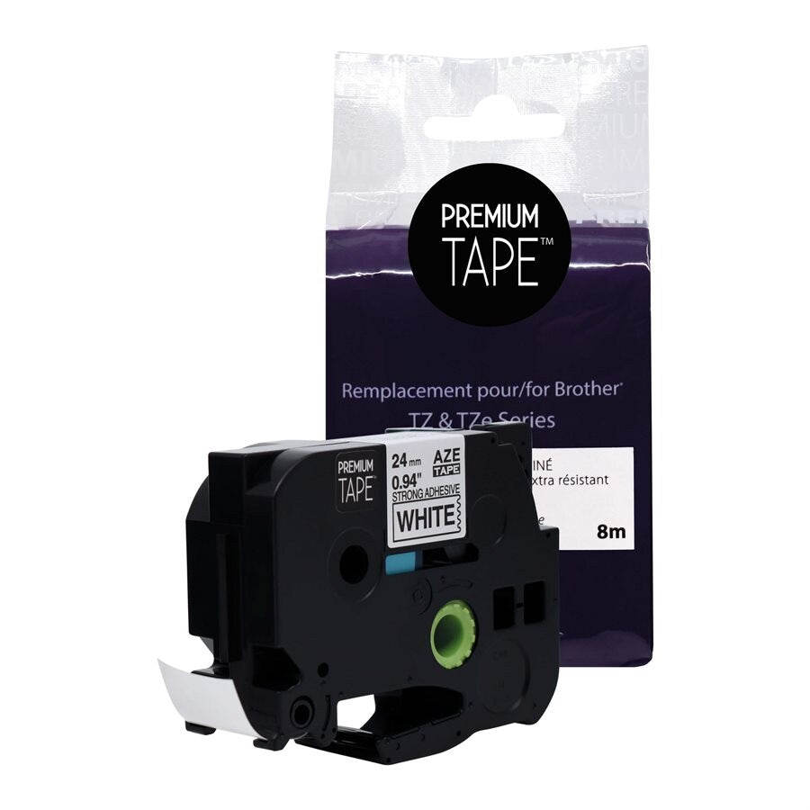 Brother TZE-S251 Extra Strength Adhesive Black/White 24mm Label Tape Cassette