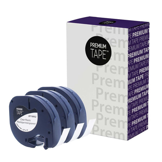 Dymo 12331, 16952, 913310, 91330 Black/Clear 12mm Label Tape Cassette (3-Pack)