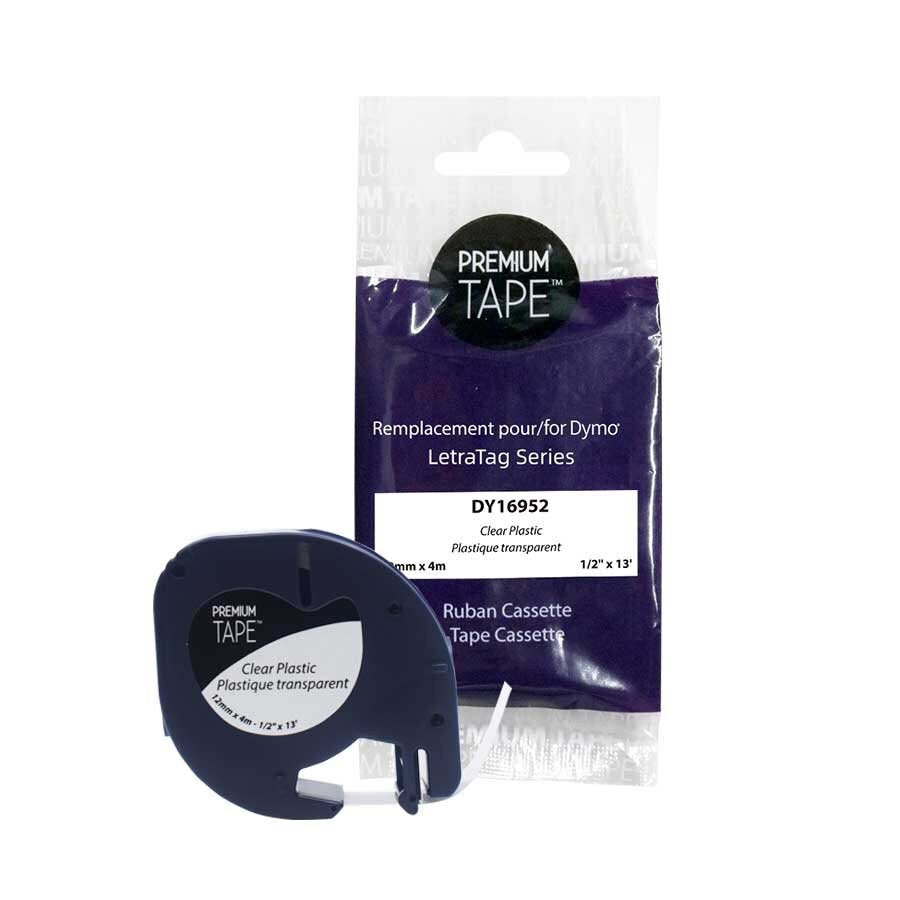 Dymo A16952 Black/Clear 12mm Plastic Label Tape Cassette
