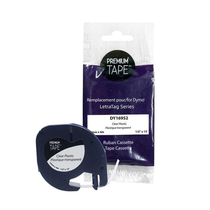 Dymo A16952 Black/Clear 12mm Plastic Label Tape Cassette