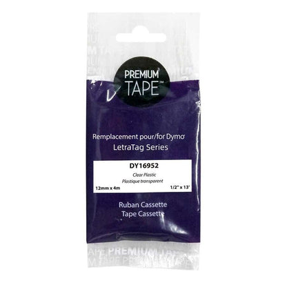 Dymo A16952 Black/Clear 12mm Plastic Label Tape Cassette