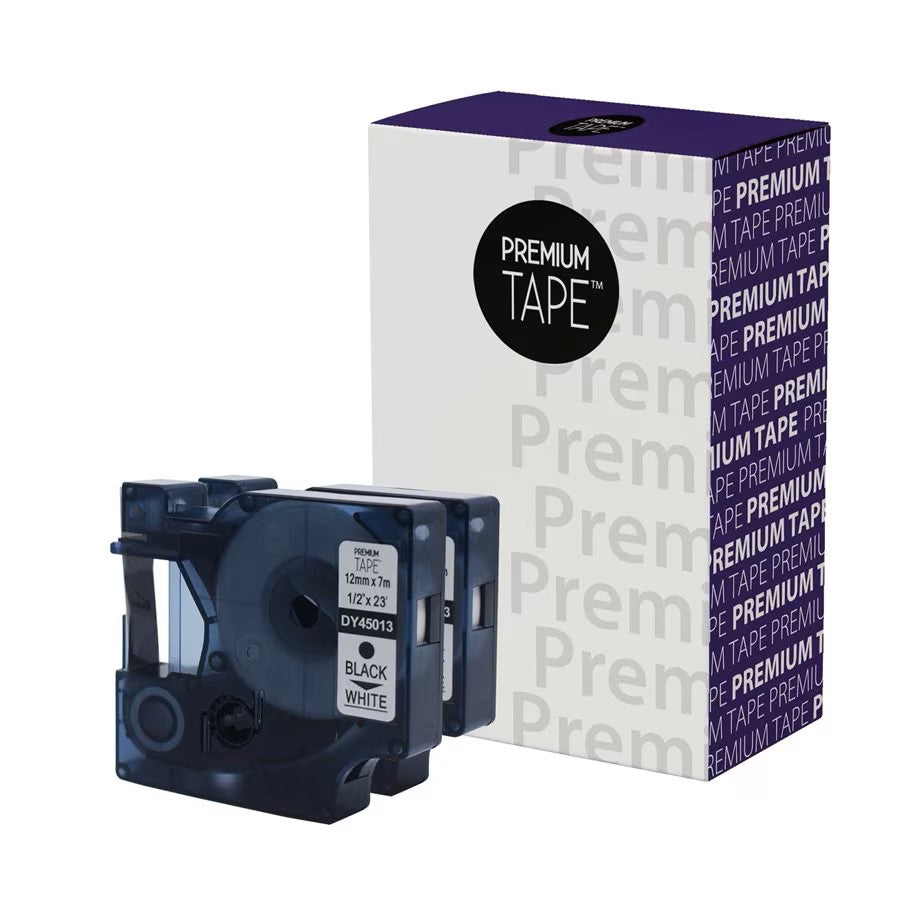 Dymo 1926208 D1 Black/White 12mm Label Tape Cassette (2-Pack)