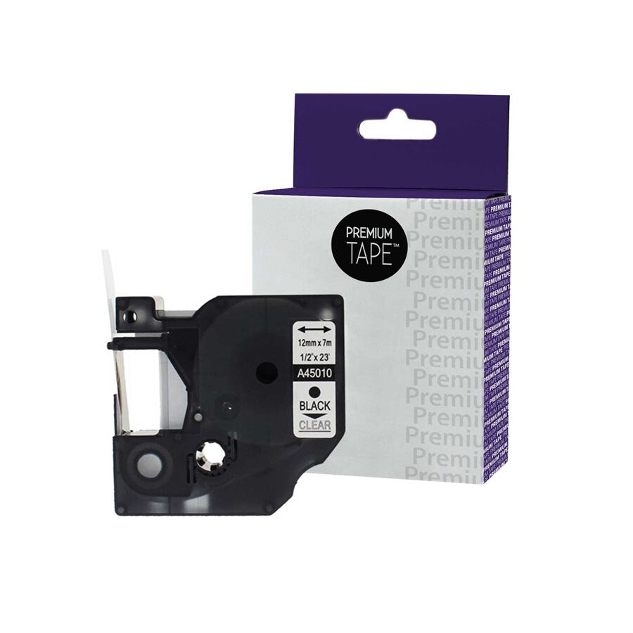 Dymo 45010 Black/Clear 12mm Label Tape Cassette