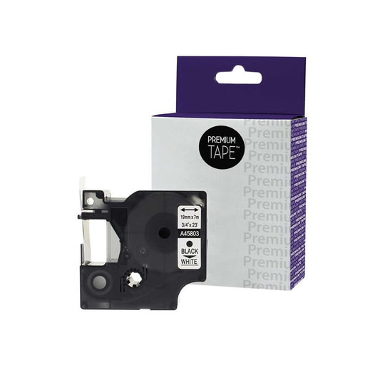 Dymo A45803 Black/White 19mm Label Tape Cassette