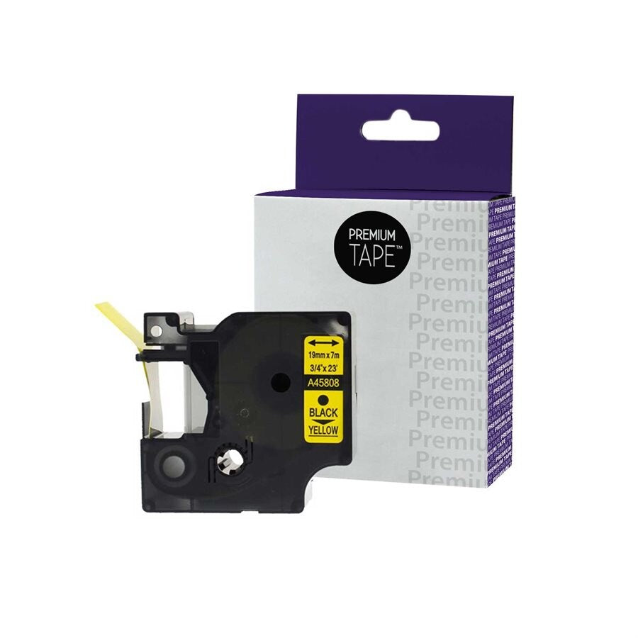 Dymo A45808 Black/Yellow 19mm Label Tape Cassette