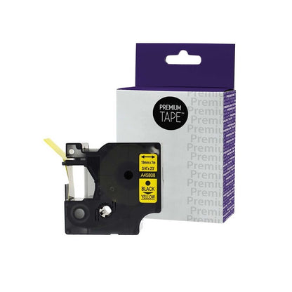 Dymo A45808 Black/Yellow 19mm Label Tape Cassette