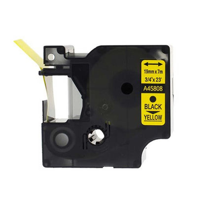 Dymo A45808 Black/Yellow 19mm Label Tape Cassette