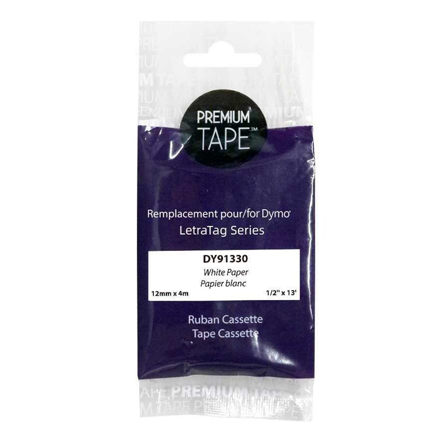 Dymo 91330 Black/White 12mm Paper Label Tape Cassette