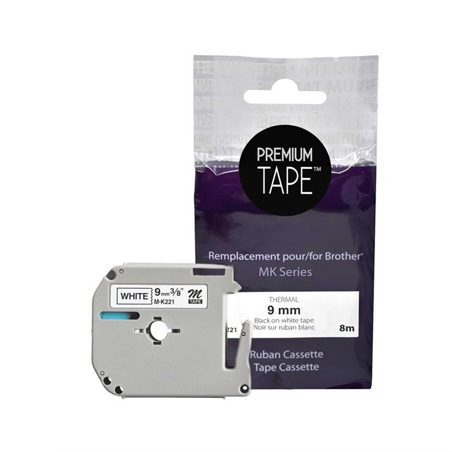 Brother MK-221 Black/White 9mm Label Tape Cassette