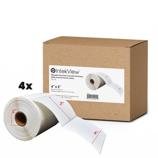 4" x 3" Thermal Transfer Labels 3" Core (1800/roll, 4/case)