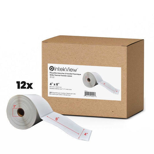 4" x 8" Thermal Transfer Labels 1" Core (200/roll, 12/case)