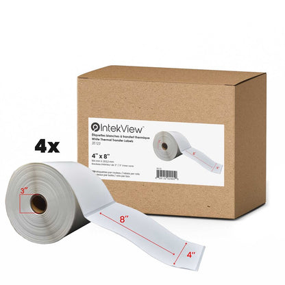 4" x 8" Thermal Transfer Labels 3" Core (750/roll, 4/case)