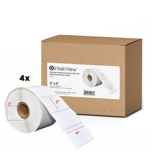4" x 2" Direct Thermal Labels 3" Core (2750/roll, 4/case)