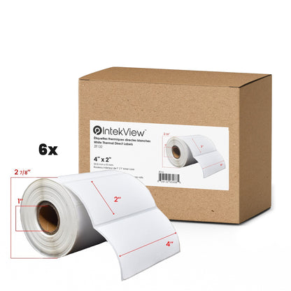 4" x 2" Direct Thermal Labels 1" Core (1240/roll, 6/case)