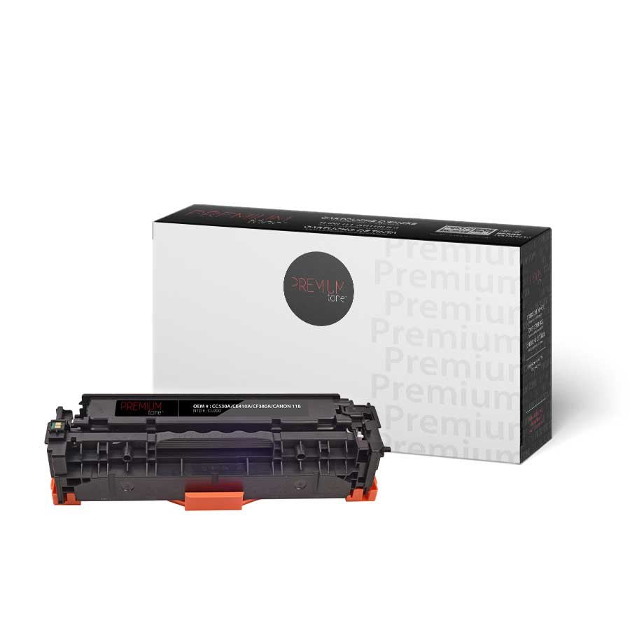 Premium Tone New Compatible HP CC530A, CE410A, CF380A / Canon No. 118 Universal Black 4K Toner Cartridge